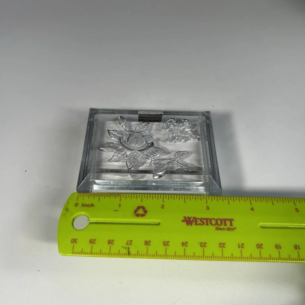 Vintage Warner Press Lucite Scripture Box Clear Rose Floral Hong Kong Gifts